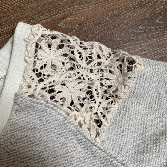 Pink.Rose Gray Sweatshirt w lace shoulder details - Picture 3 of 4